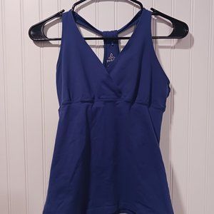 Prana Small Blue Racerback Workout Tank Top Built in Bra Yoga